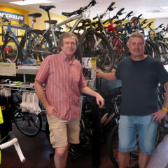 Wayne and Mike, one year after opening the shop (2009)